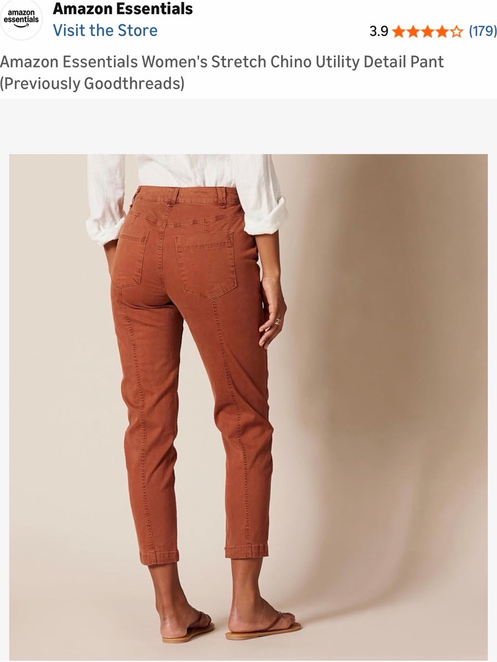 Amazon Essentials women’s stretch chino utility pant - burnt orange - Picture 3 of 5